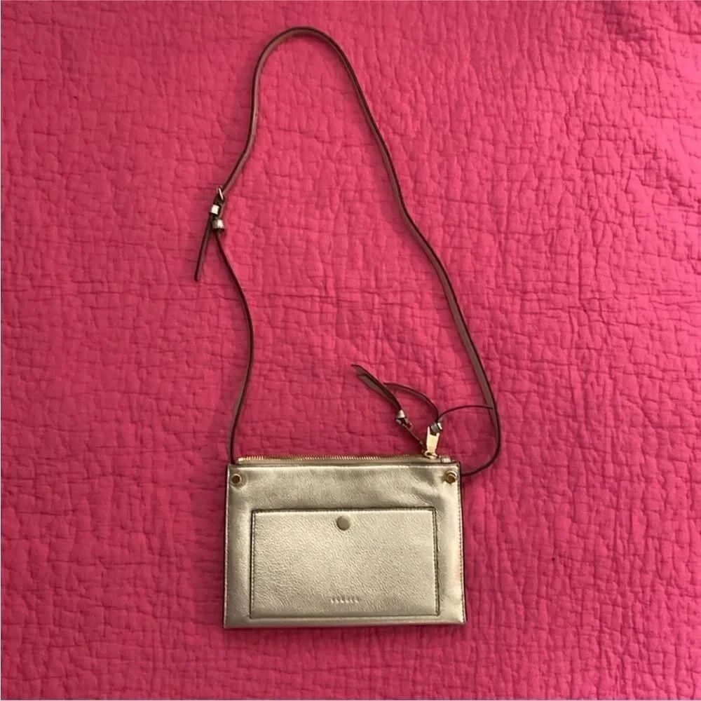 Sandro Metallic  leather Gold Crossbody Bag